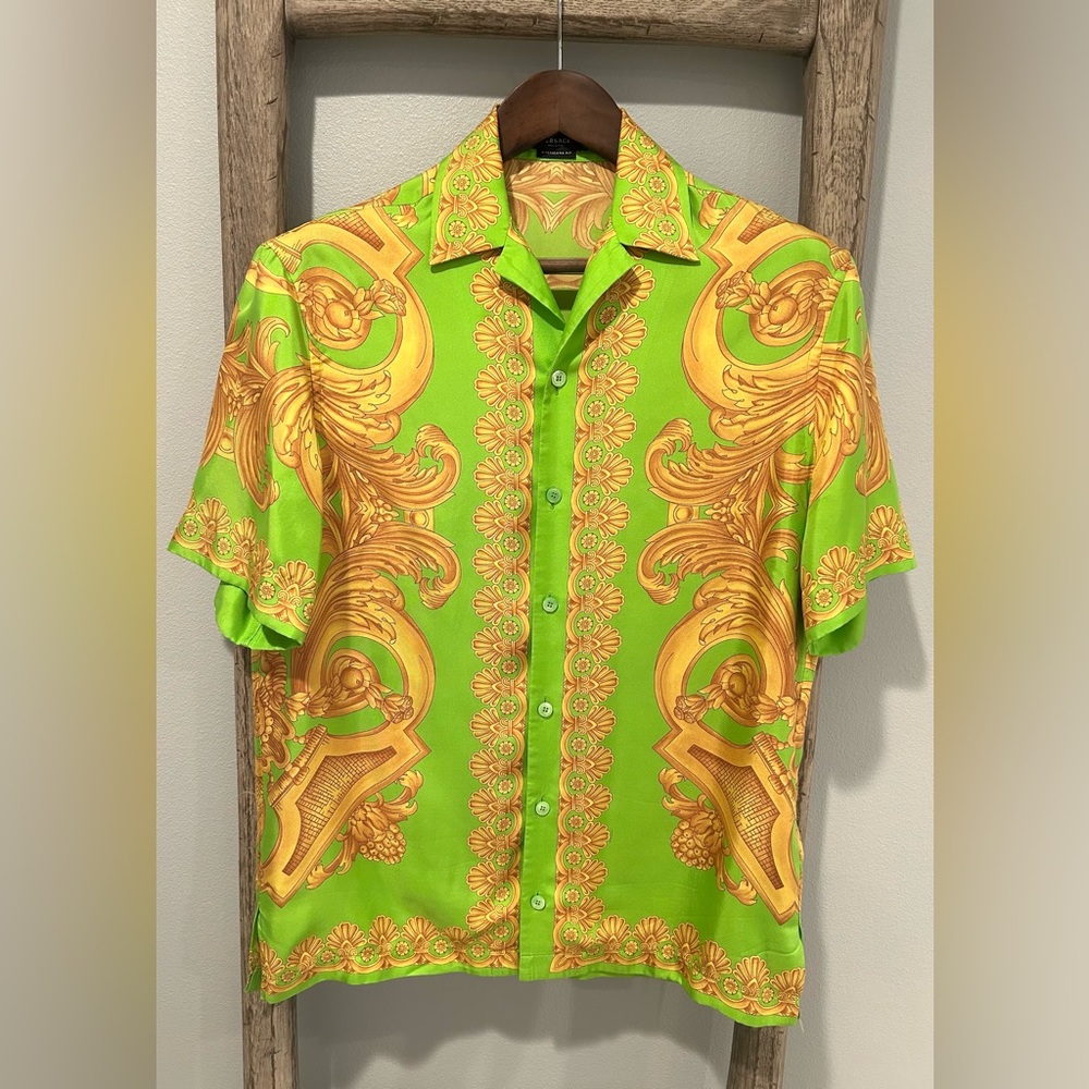 VERSACE Baroque-print Silk Shirt